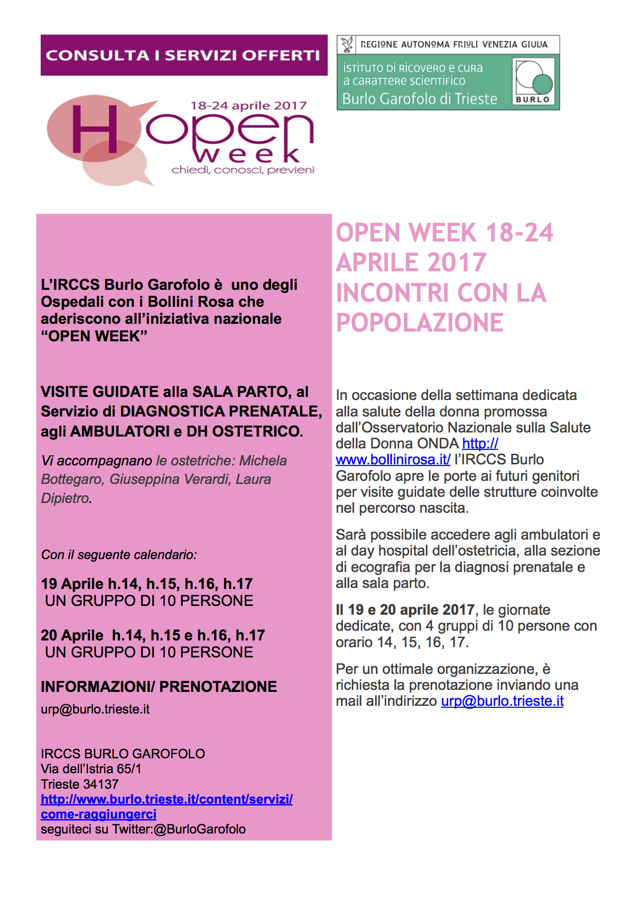 Locandina Open Week