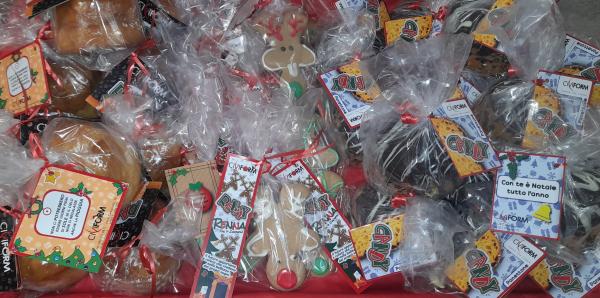 panettoncini pandorini e biscotti natalizi donati al Burlo